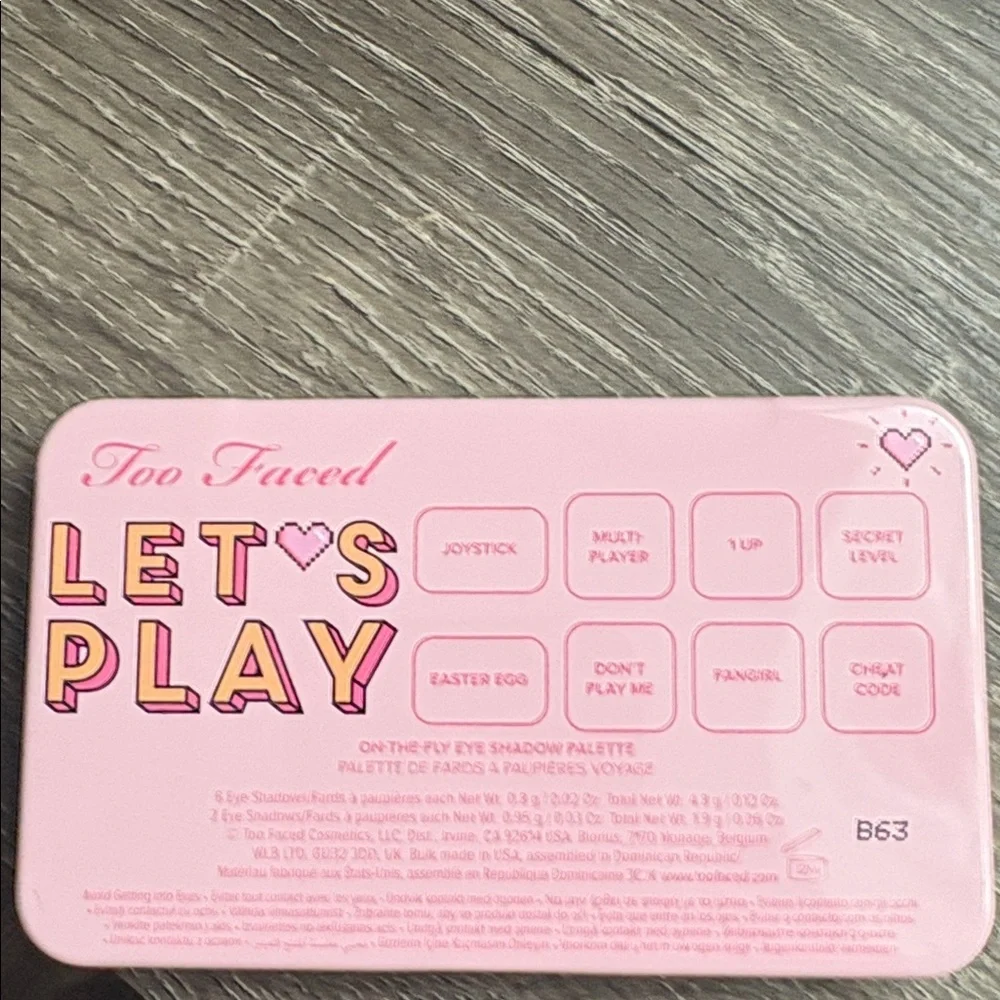 Too Faced Pink Gamer Girl 'Let's Play' Makeup Palette Tin